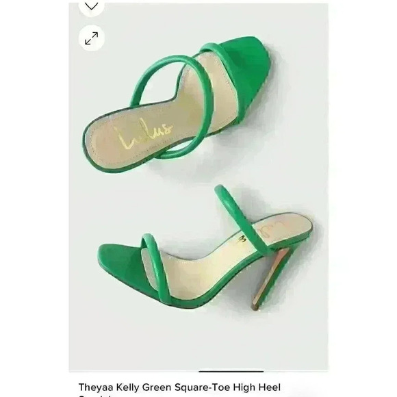 Lulus Theyaa Kelly Green Square Toe High Heel Sandals - Picture 2 of 8
